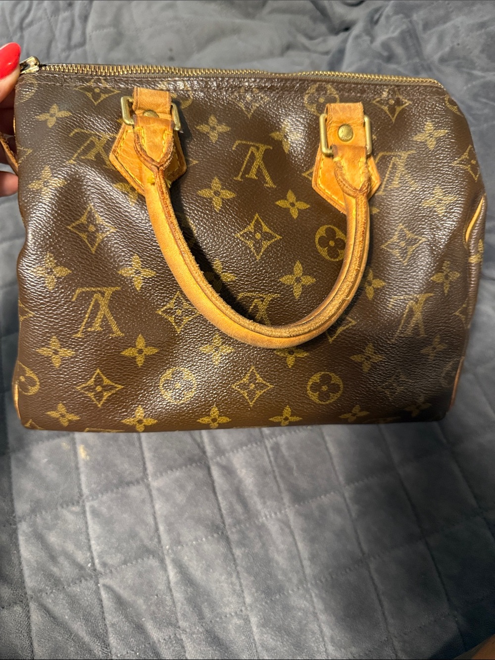 Louis Vuitton Brown Monogram Canvas Satchel with Natural Leather Trim